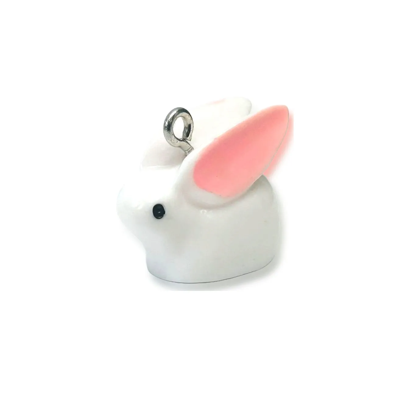 1, 4, 20 or 50 Pieces: White 3D Rabbit Charm