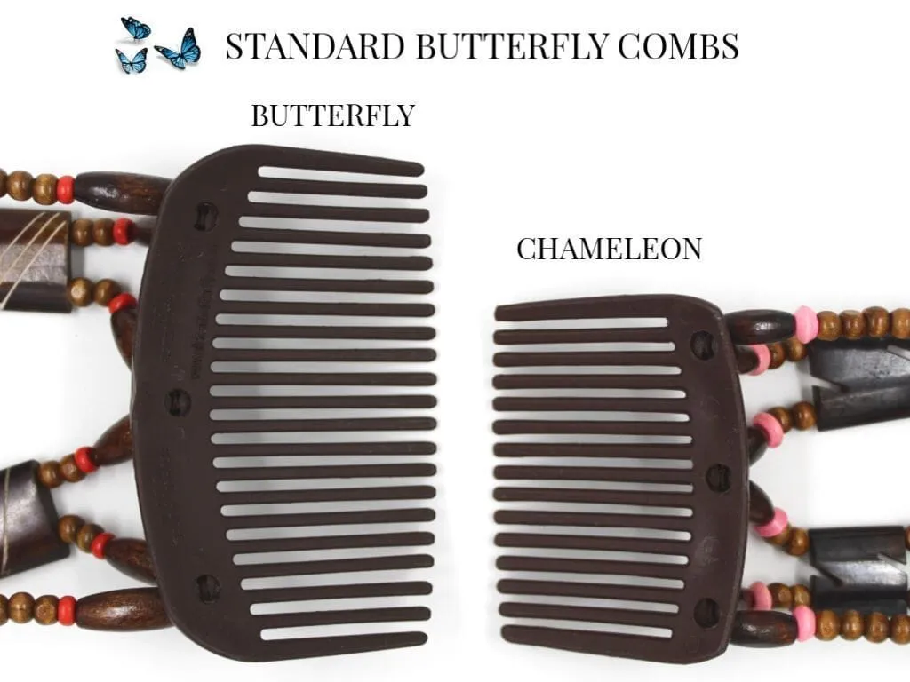 African Butterfly Chameleon Hair Comb - Stones & Bones Black 49