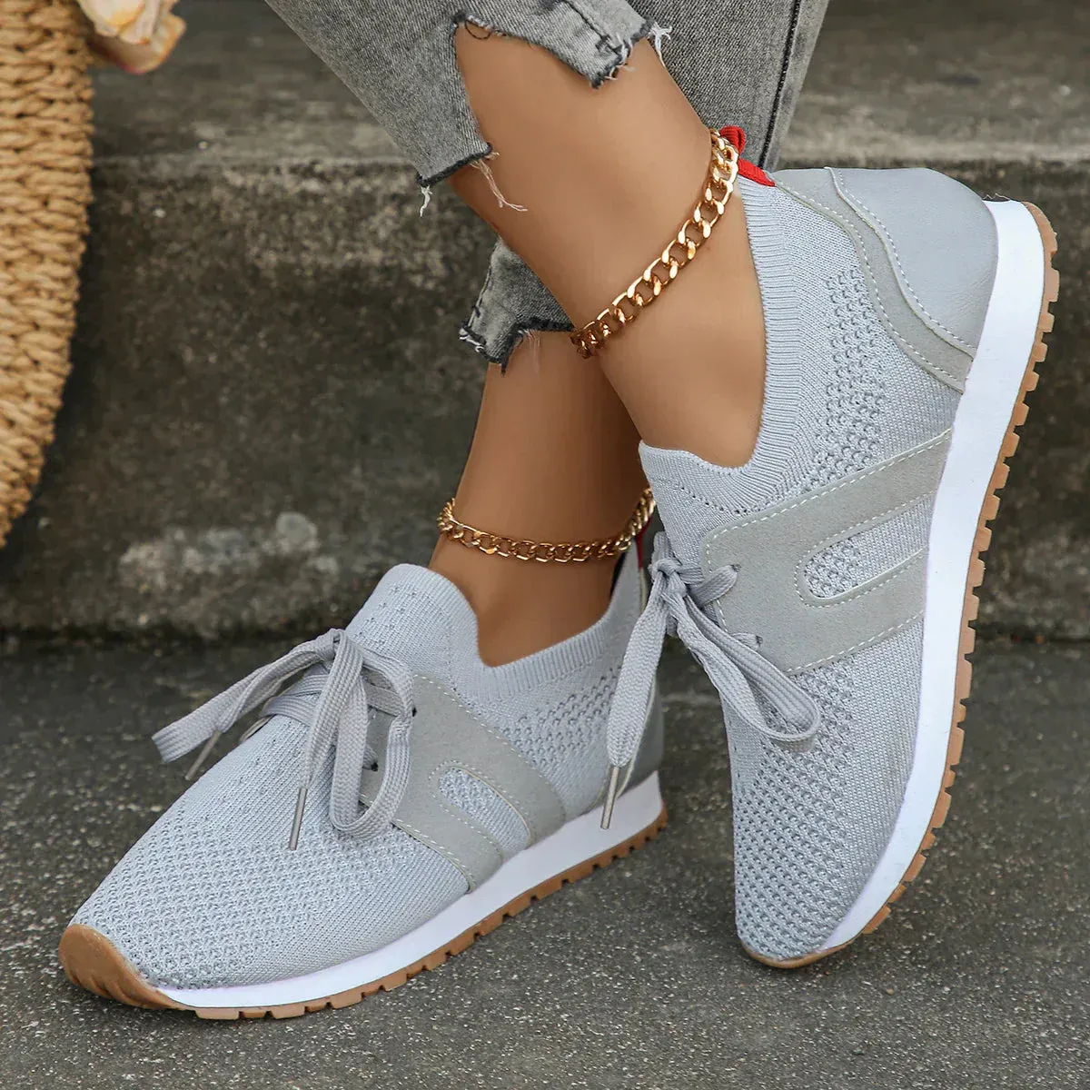 AMOZAE- -  Breathable Knitting Flat Sneakers