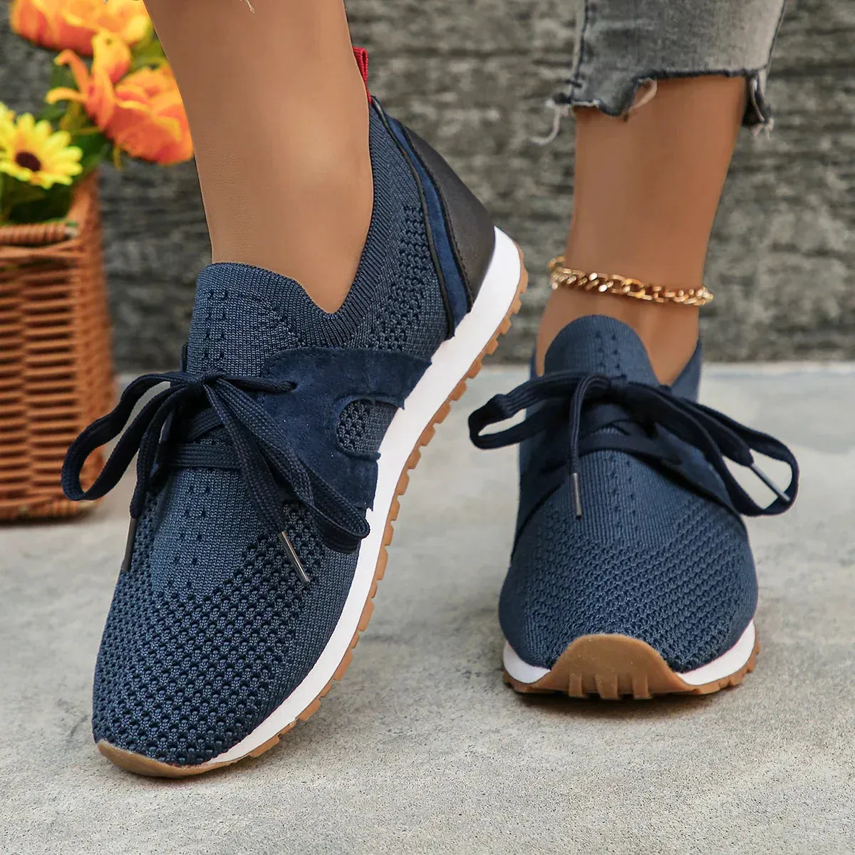 AMOZAE- -  Breathable Knitting Flat Sneakers