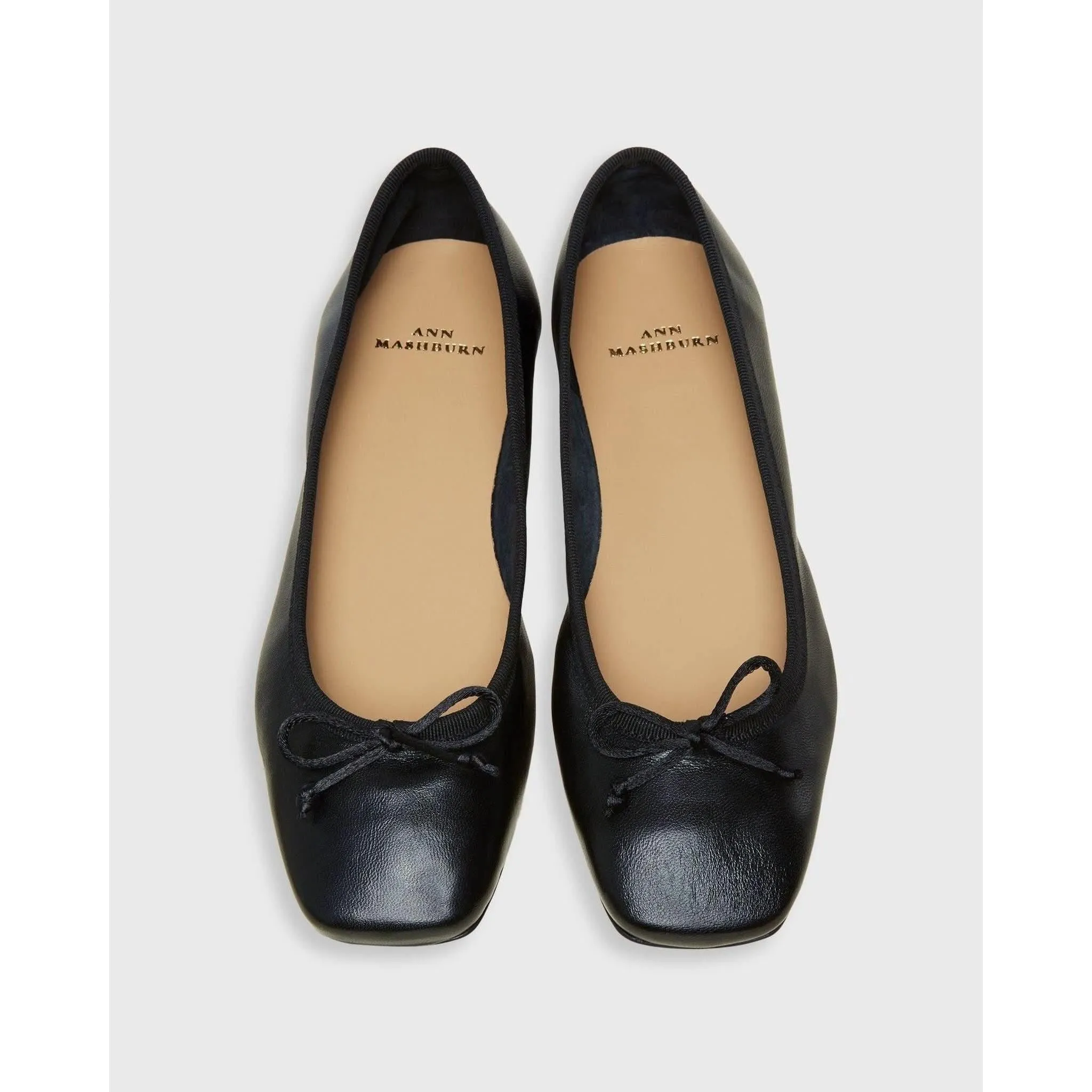 Ann Mashburn Square Toe Ballet Flat Black