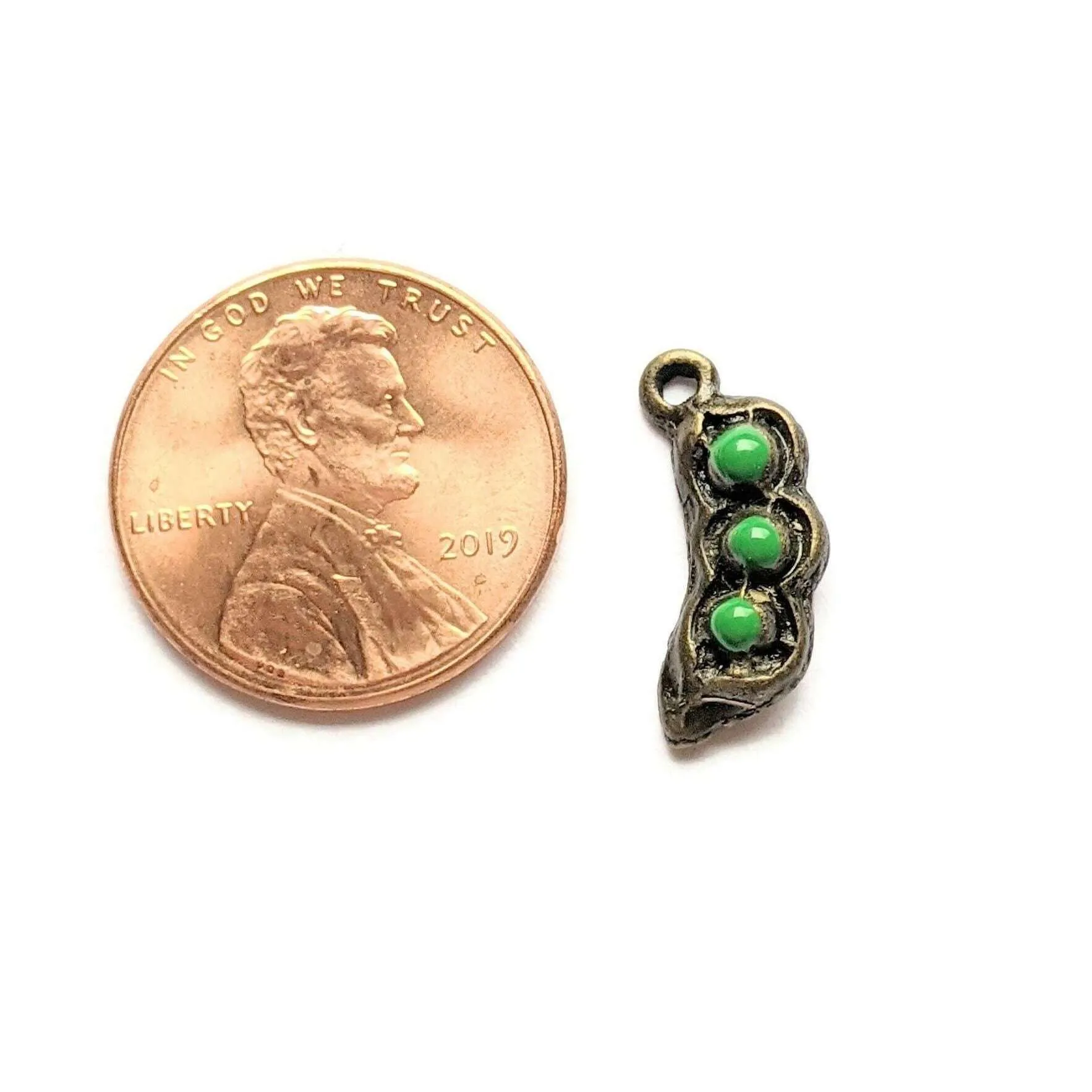 Antique Bronze Pea Pod Charm