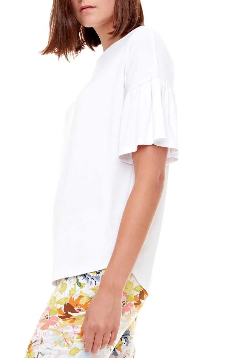 Bamboo Flutter Sleeve Top in White 30231UP by Up! - OUTLET SALE