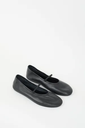 Black Leather Boheme Mary Jane Ballet Flat