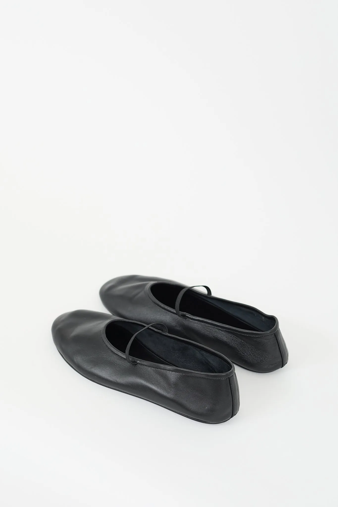 Black Leather Boheme Mary Jane Ballet Flat