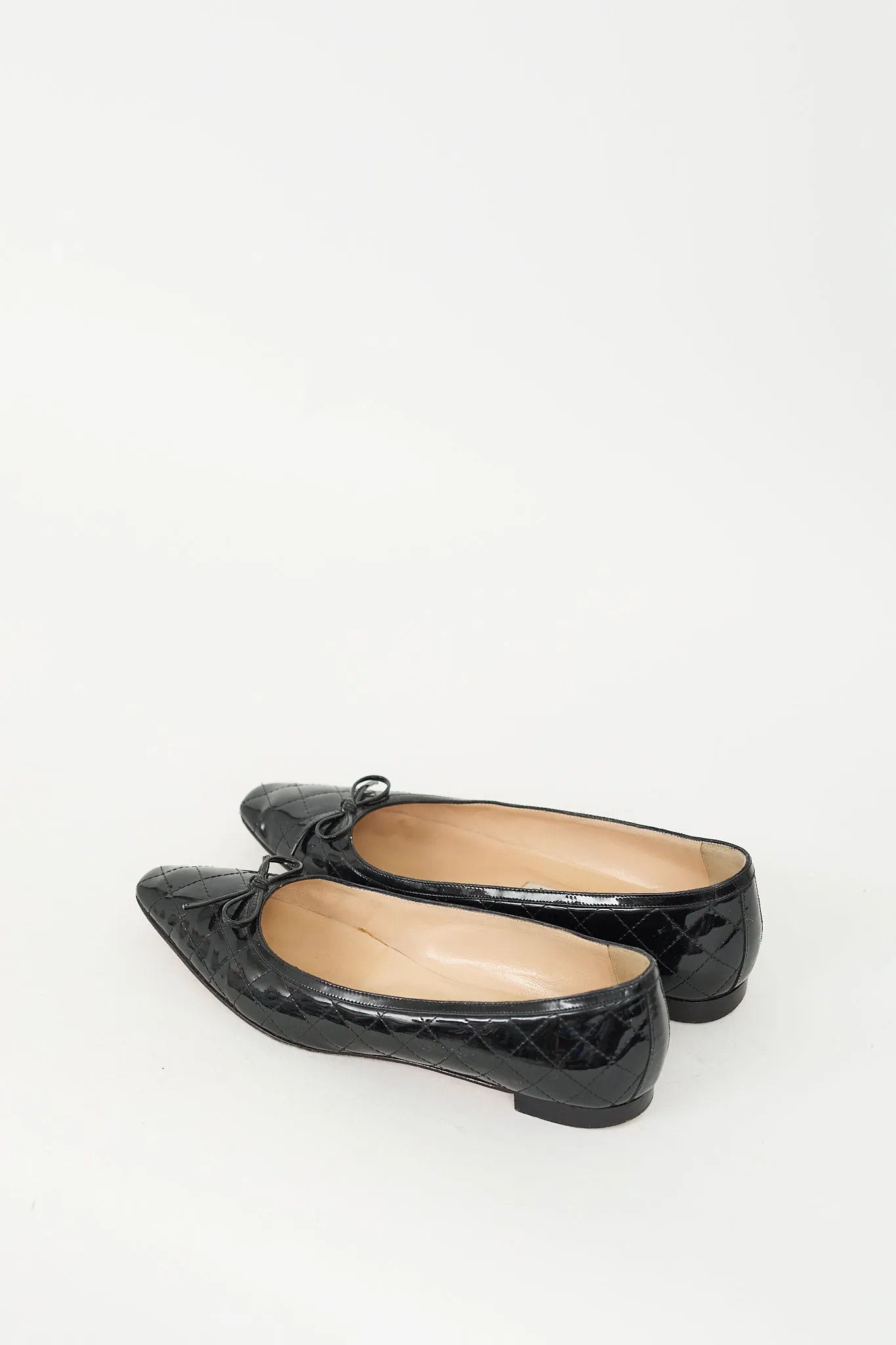 Black Quilted Patent Ballet Flat