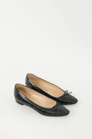 Black Quilted Patent Ballet Flat