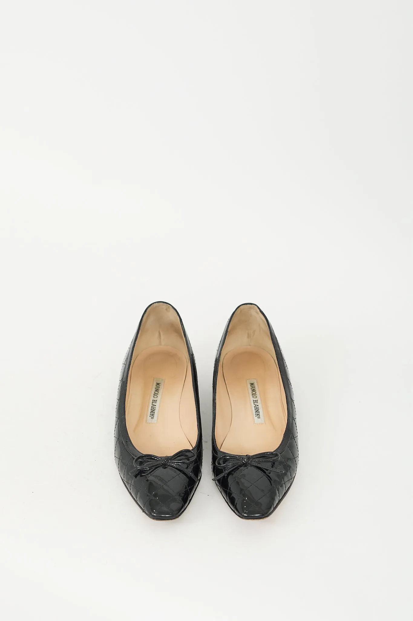 Black Quilted Patent Ballet Flat