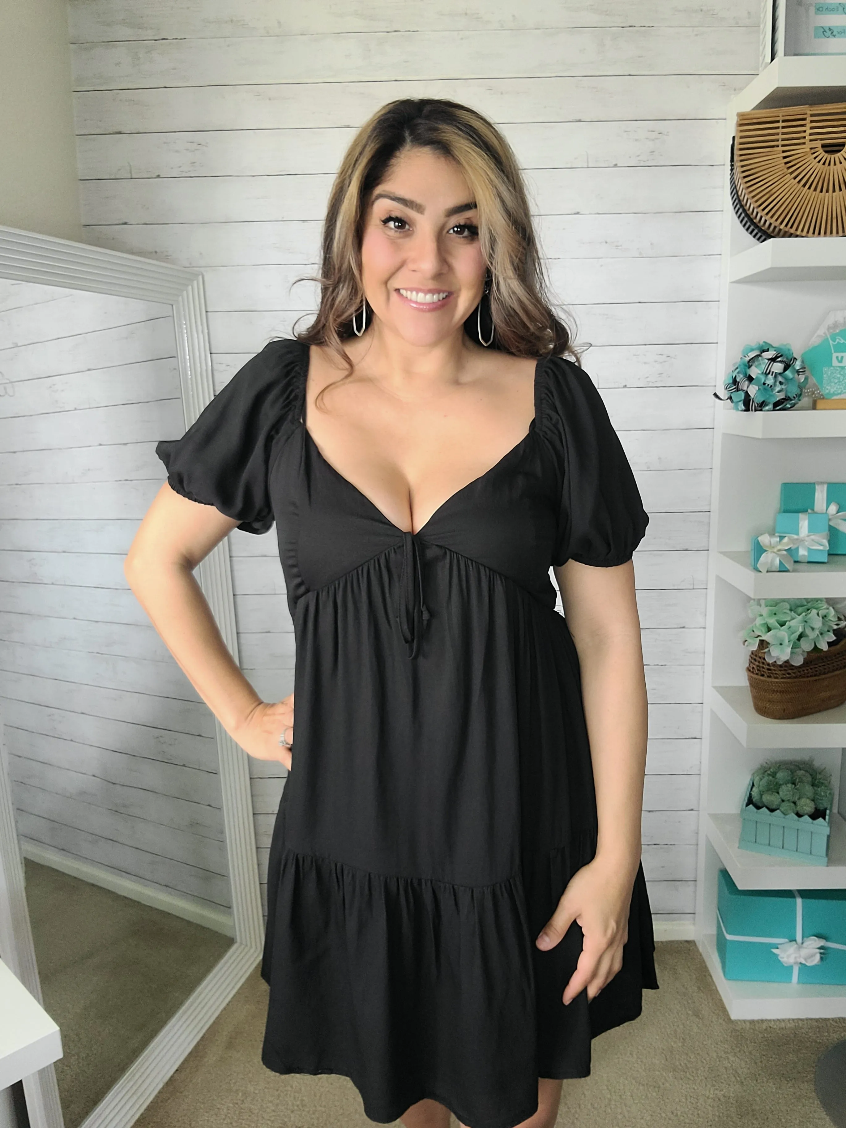 Black Tiered Trapeze Dress