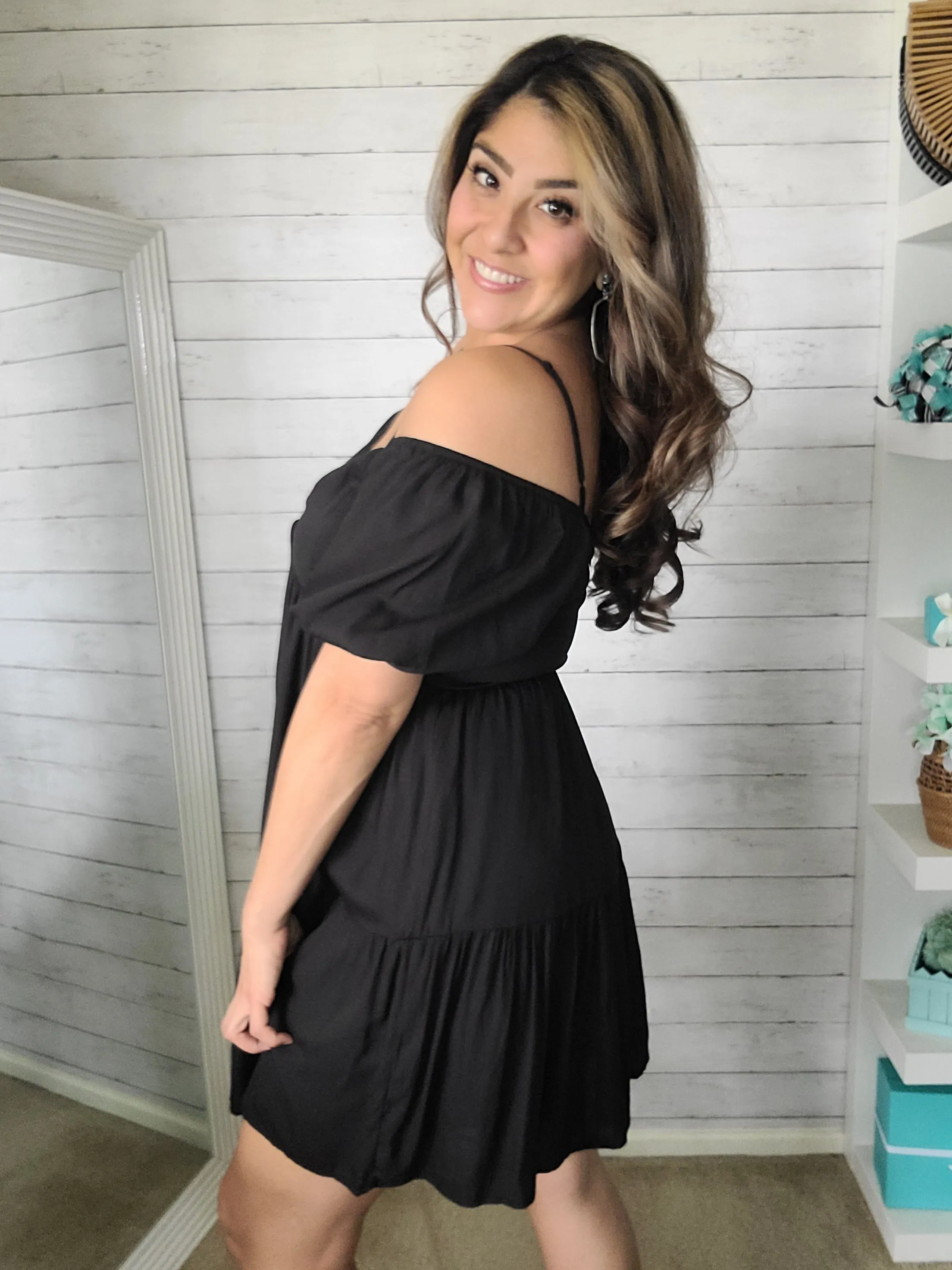 Black Tiered Trapeze Dress