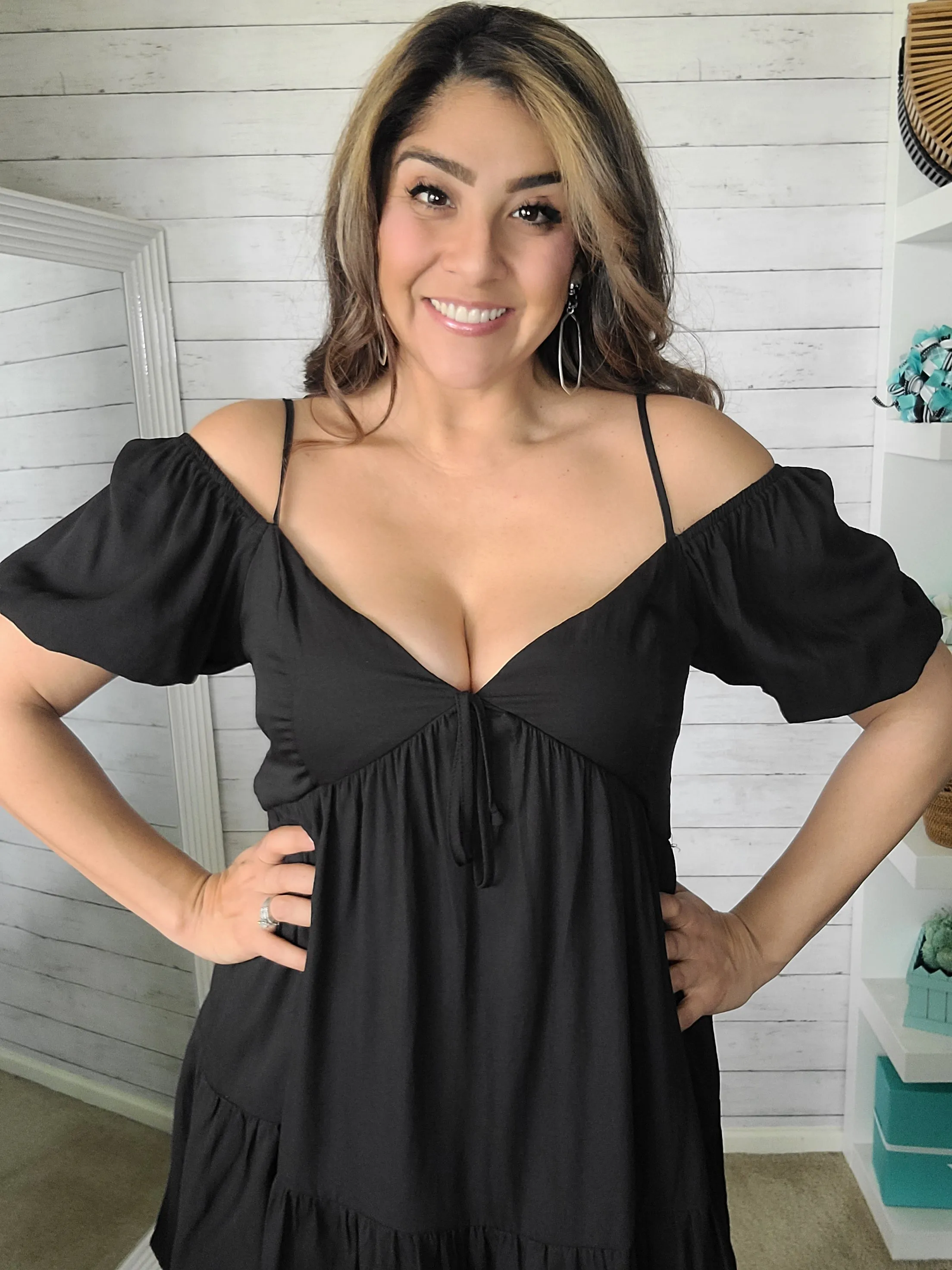 Black Tiered Trapeze Dress