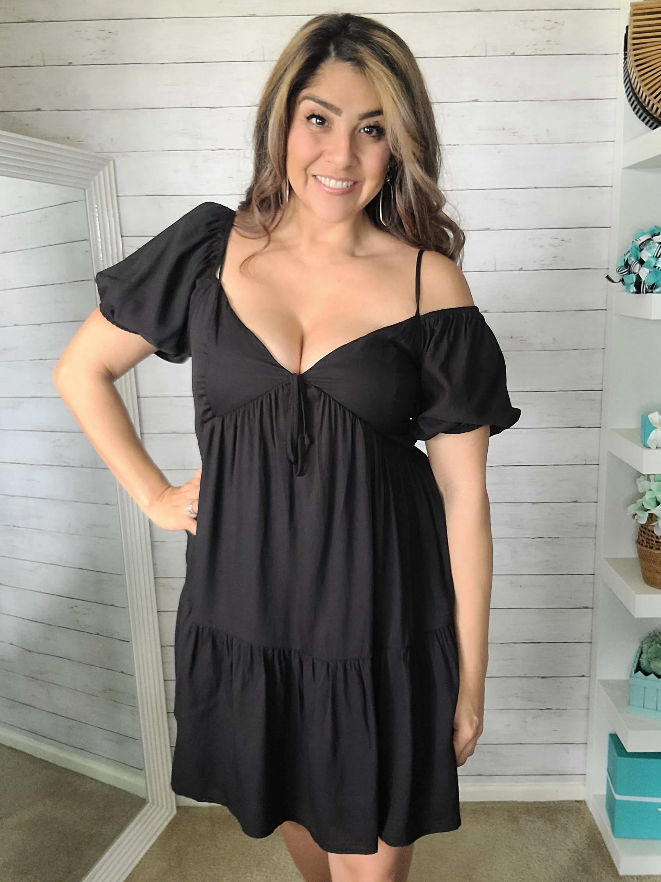 Black Tiered Trapeze Dress