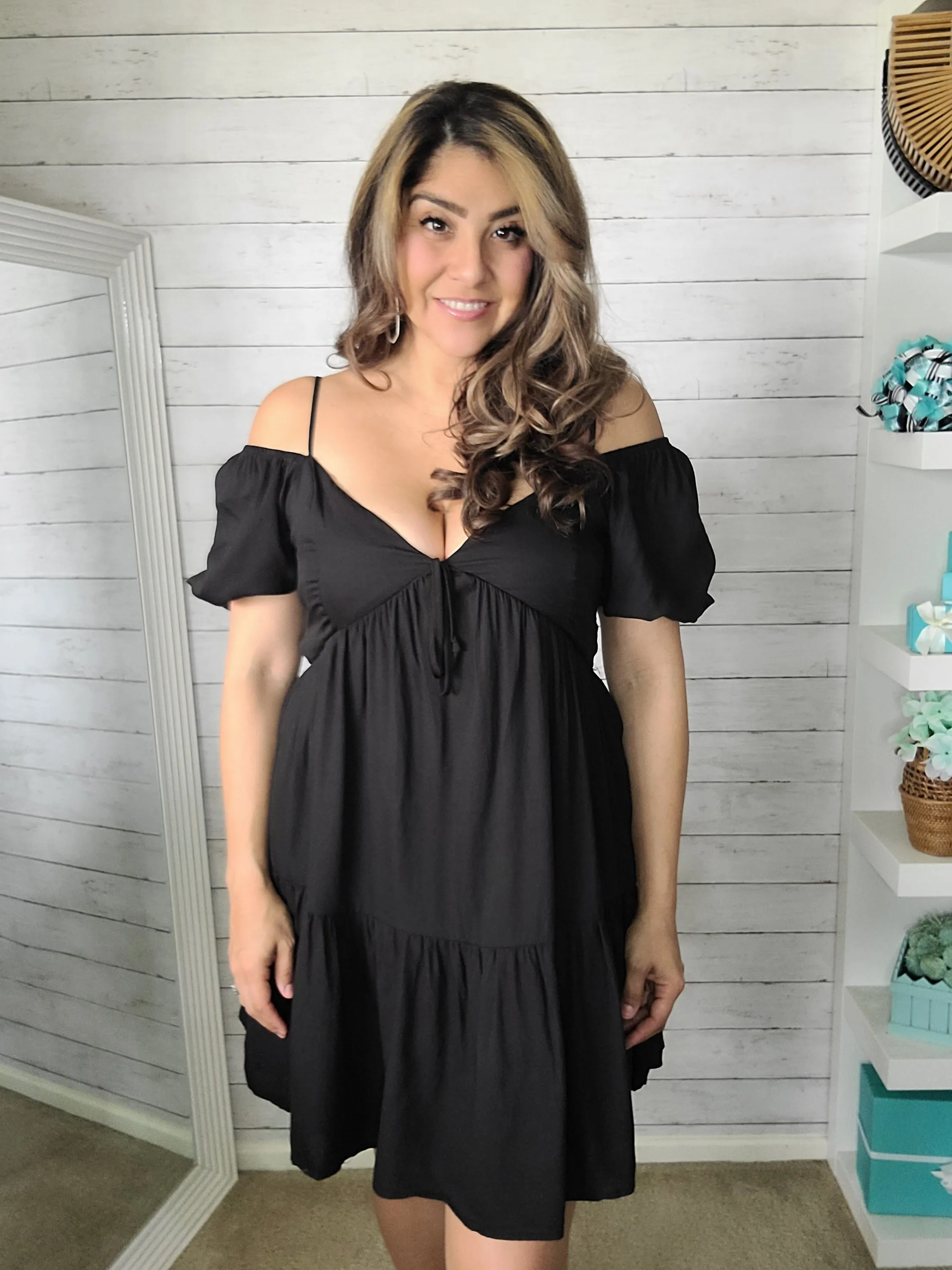 Black Tiered Trapeze Dress