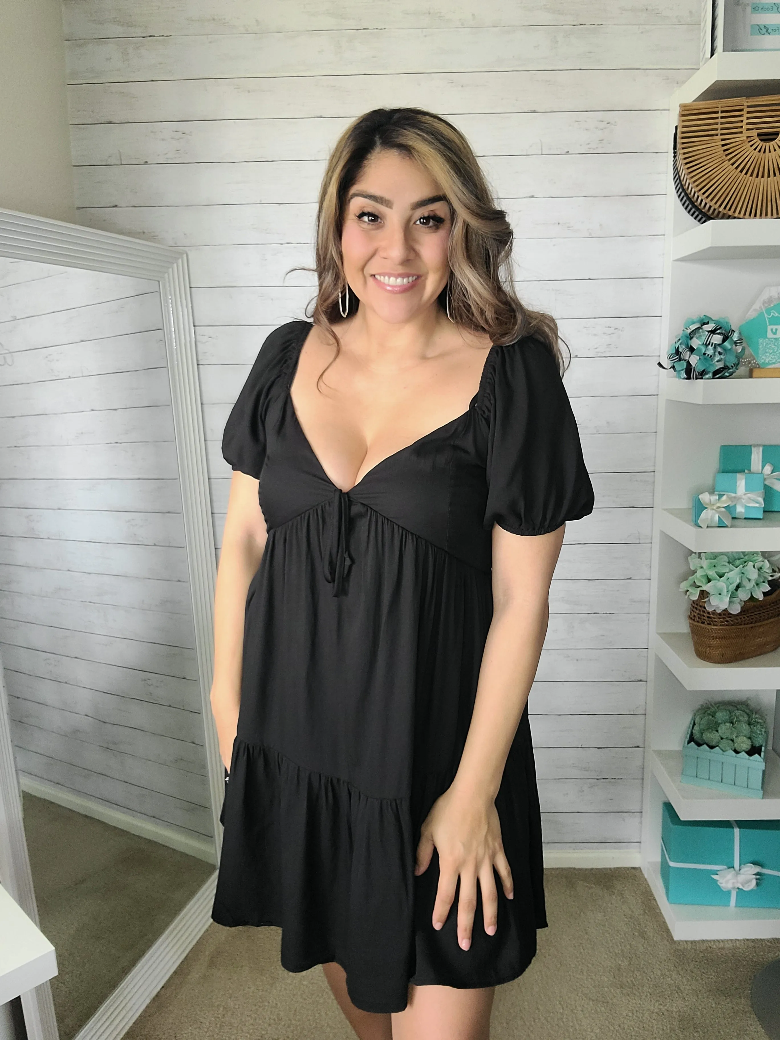 Black Tiered Trapeze Dress