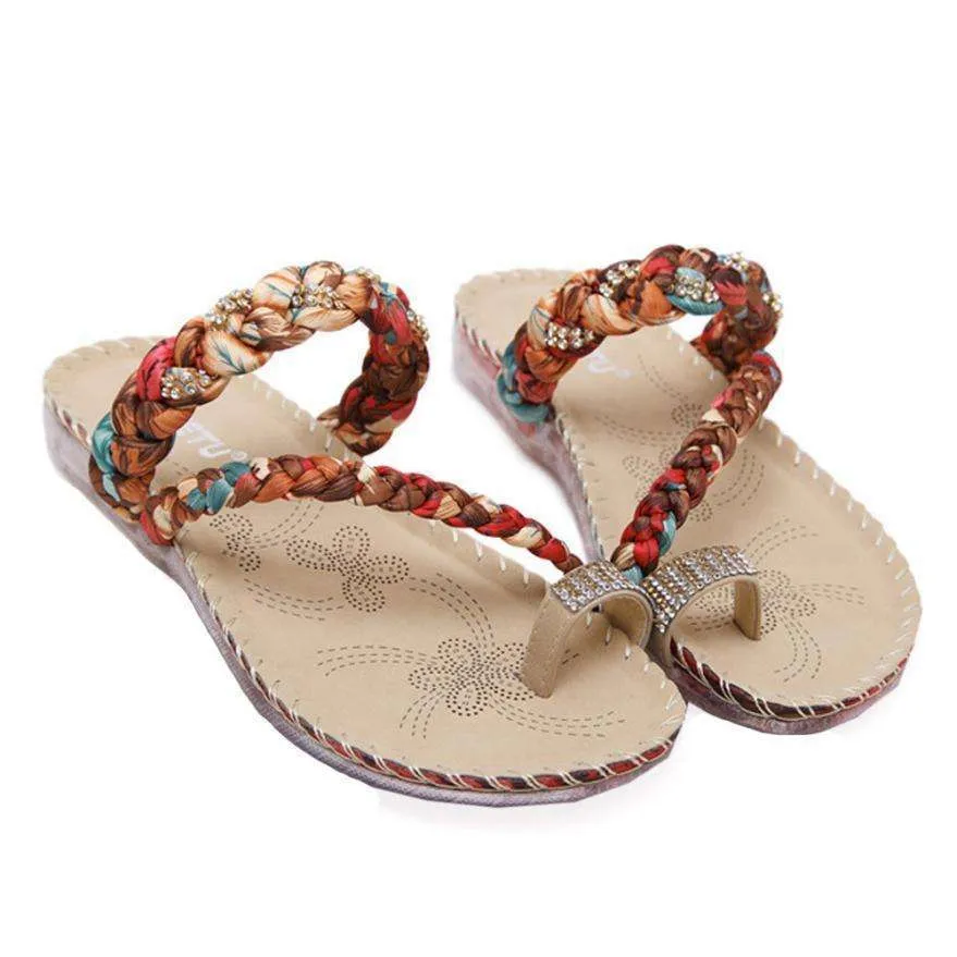 Boho Braided Rainbow Sandal Flats