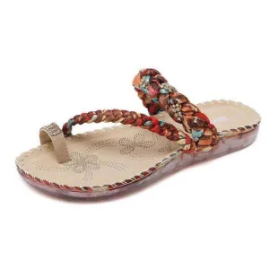 Boho Braided Rainbow Sandal Flats