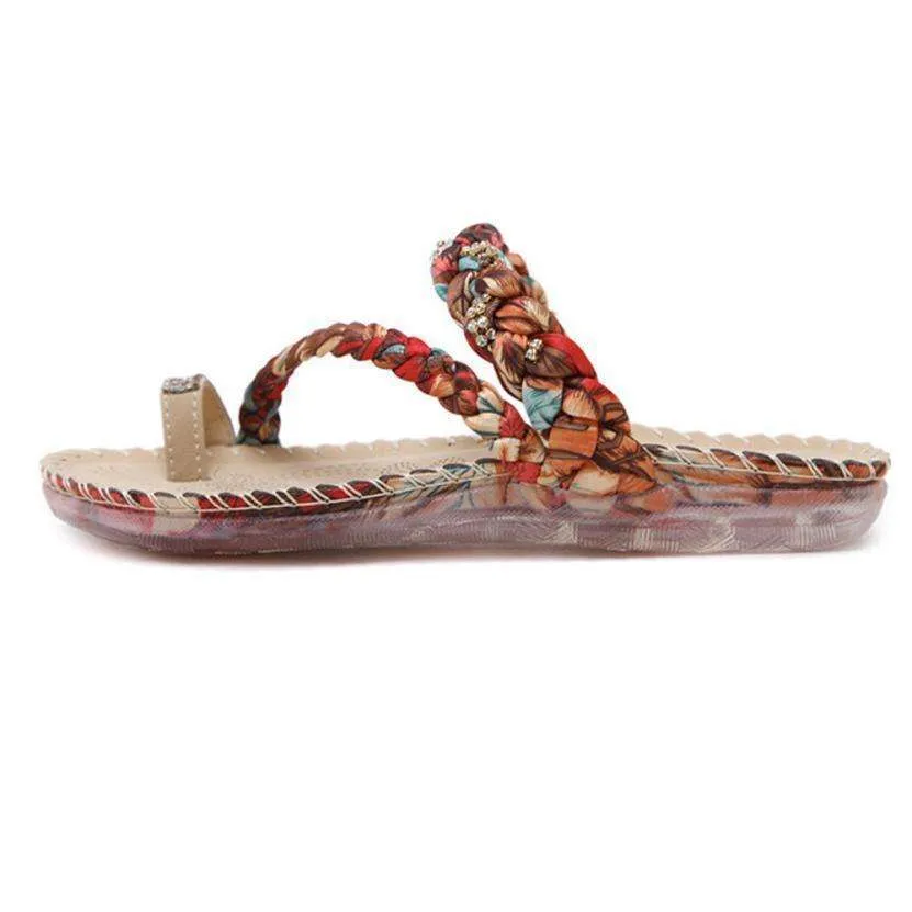 Boho Braided Rainbow Sandal Flats