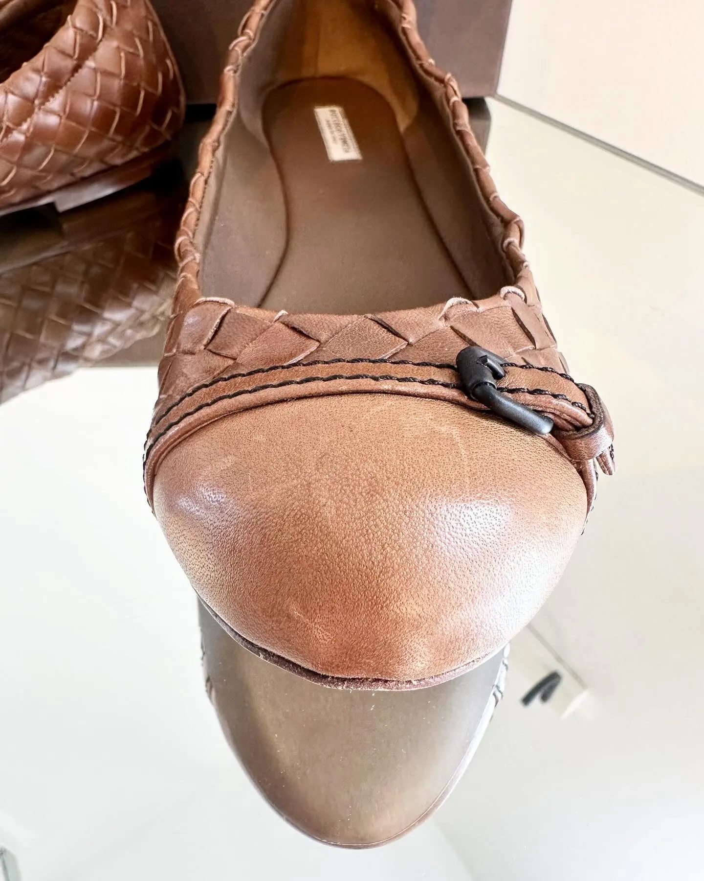 BOTTEGA Venetta Intrecciato Weave Leather Ballet Flats