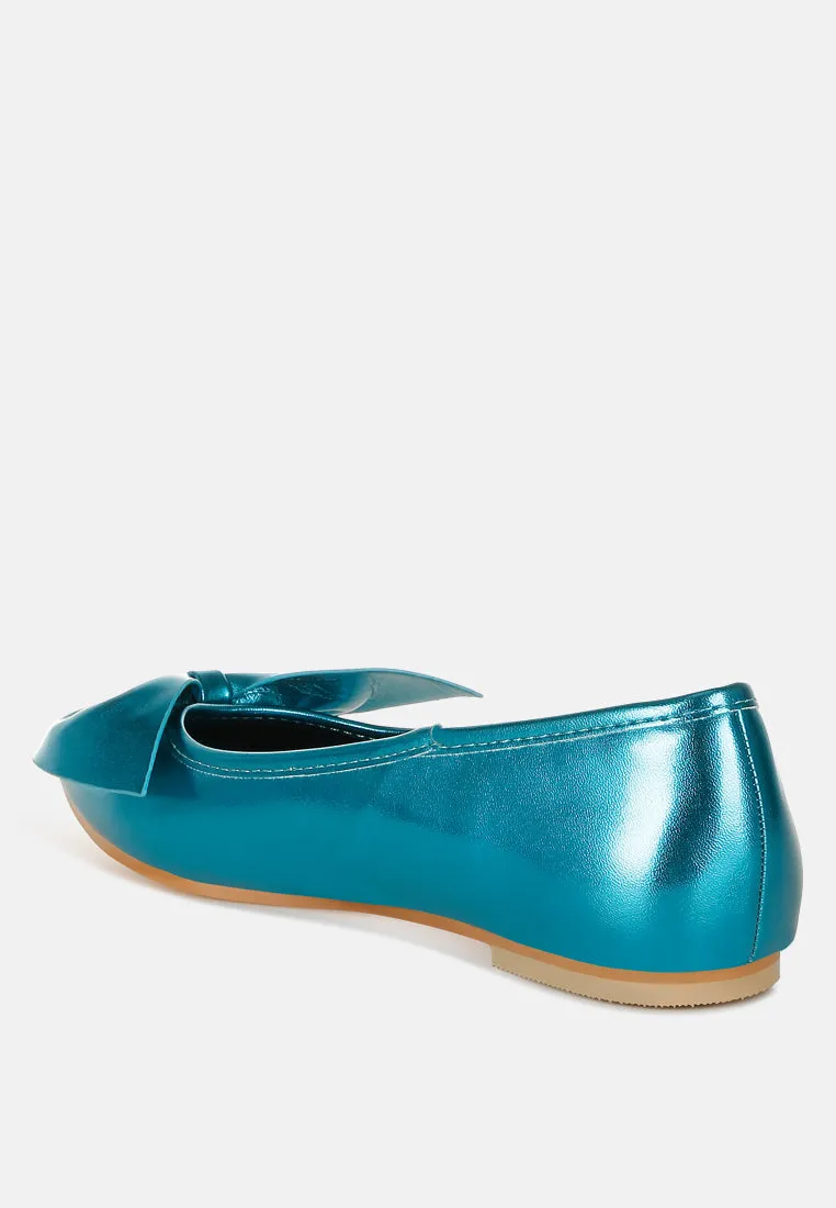 Bromelia Metallic Pleather Bow Ballerinas