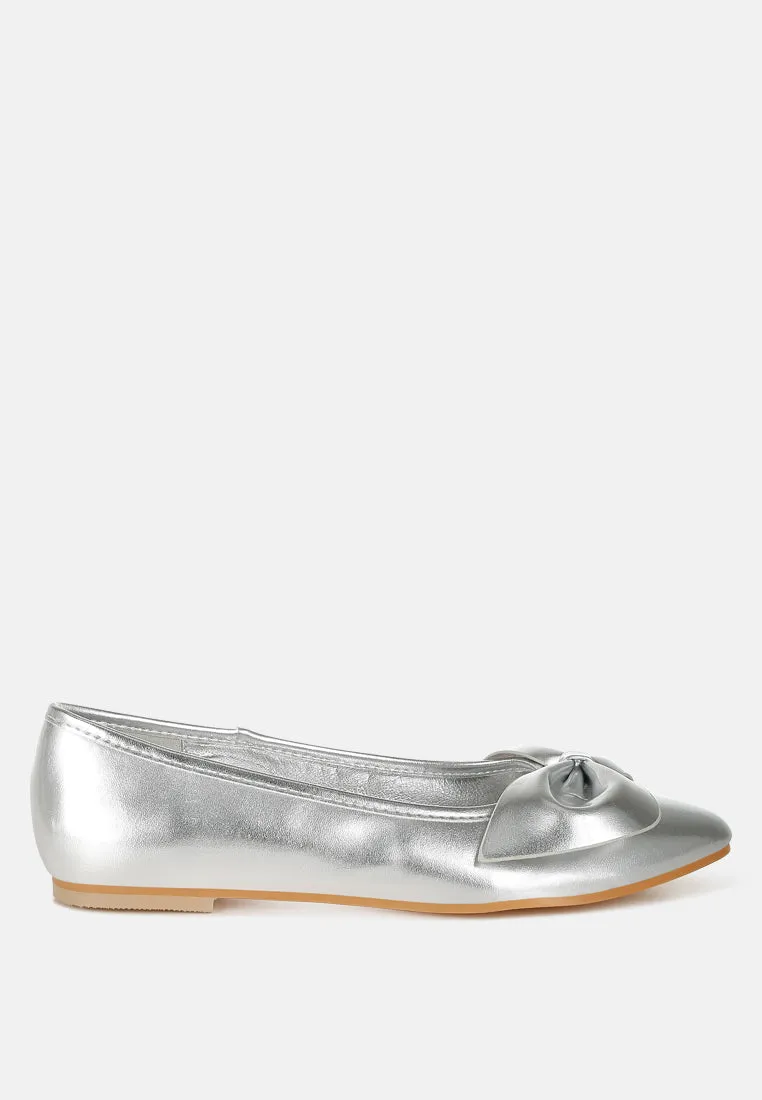 Bromelia Metallic Pleather Bow Ballerinas