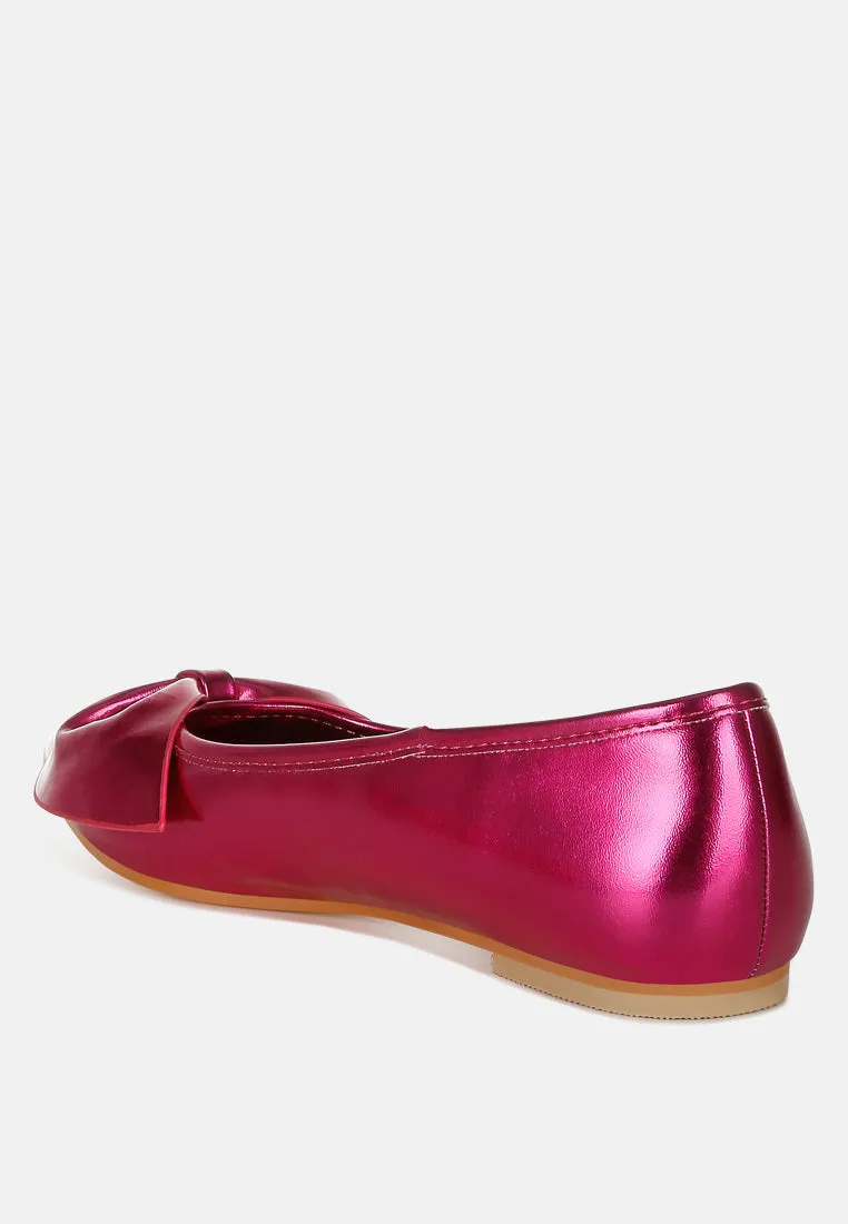 Bromelia Metallic Pleather Bow Ballerinas