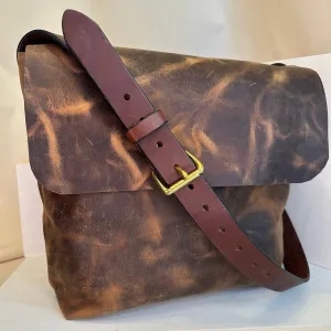 Brown Pull Up Leather Messenger Bag