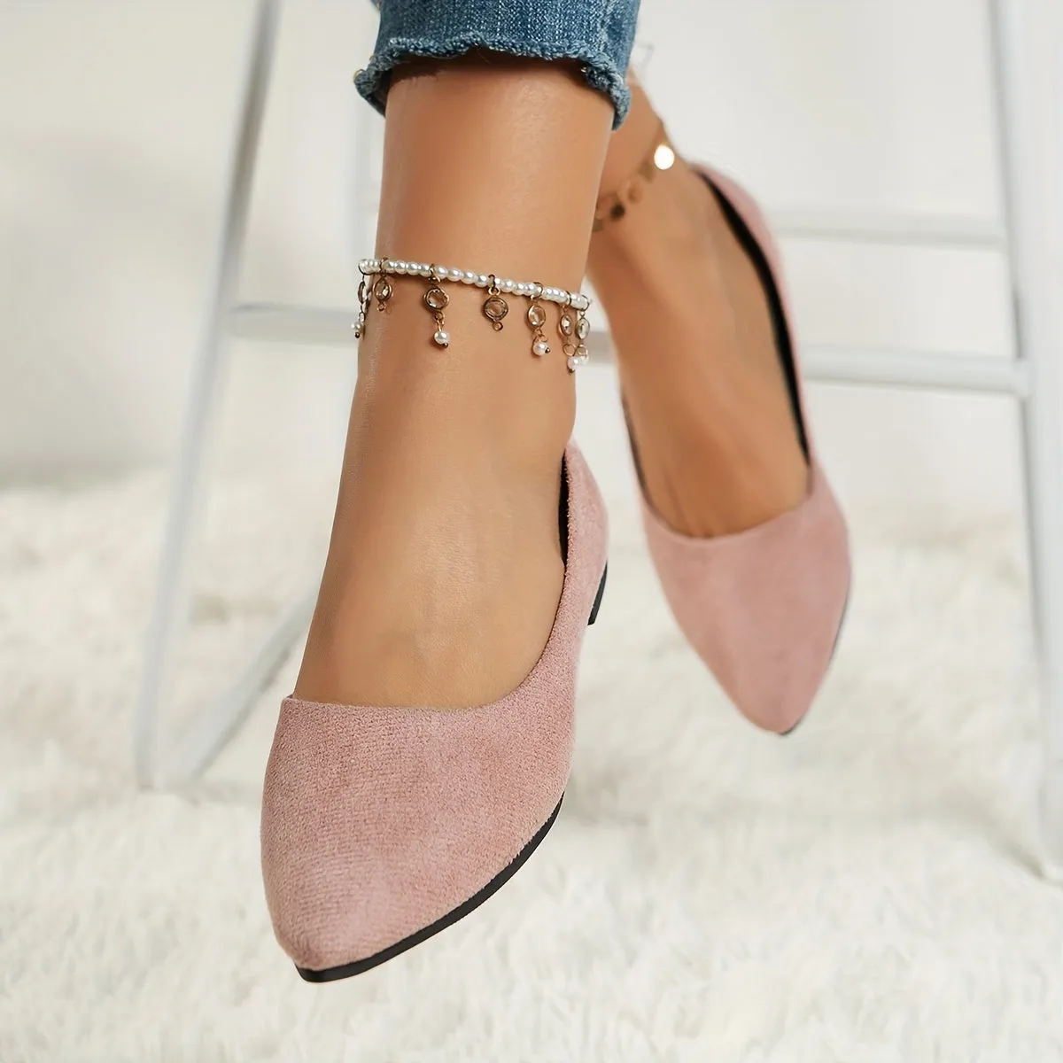 Chic Pointed-Toe Mary-Jane Ballet Flats: Elegant, Lightweight & Non-Slip, Versatile for All Seasons