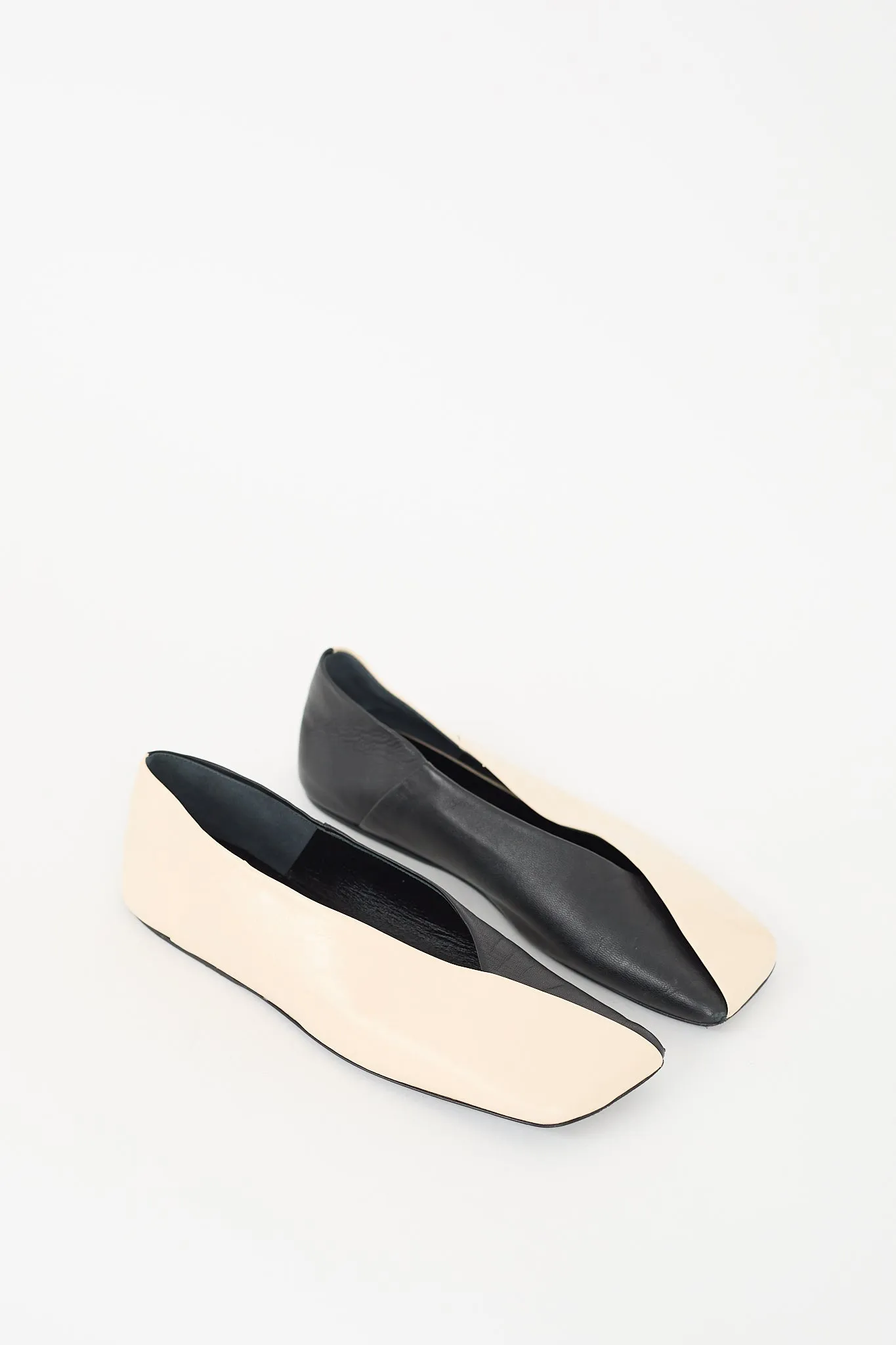 Cream & Black Colour Block Ballet Flat