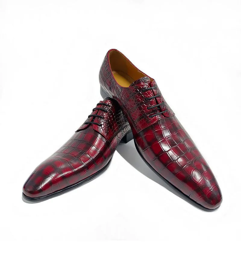 CrocLuxe Crocodile Pattern Pointed Toe Oxford