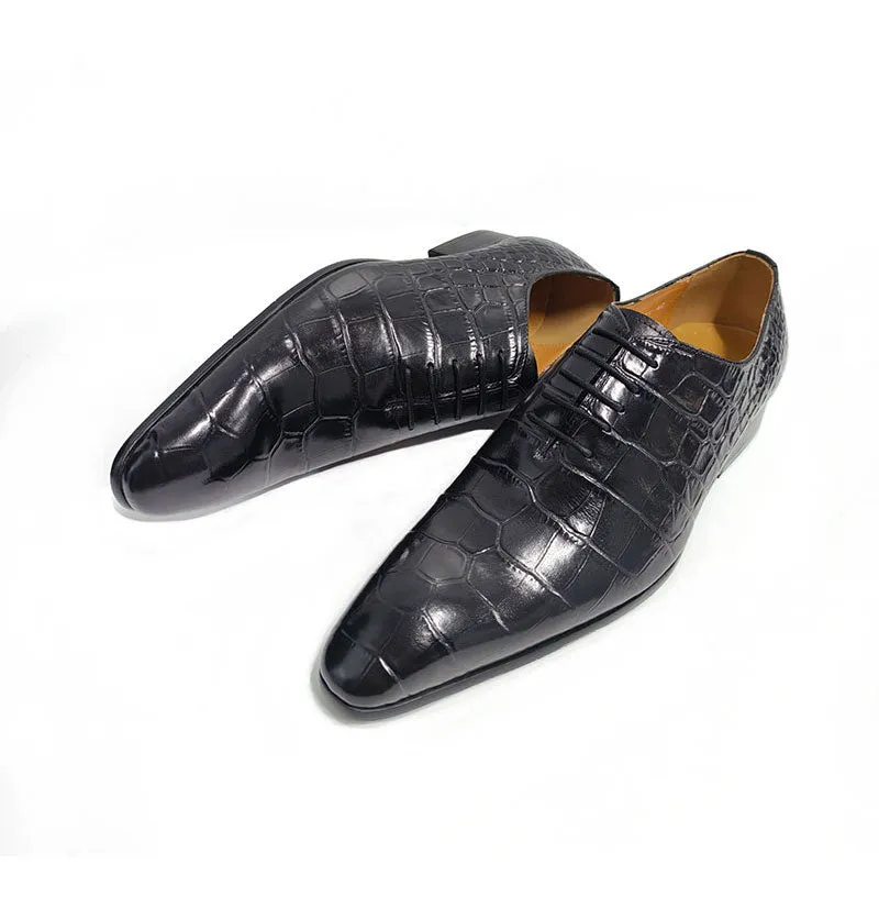 CrocLuxe Crocodile Pattern Pointed Toe Oxford