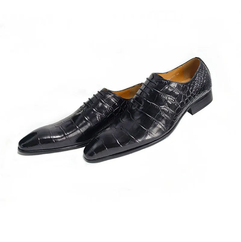 CrocLuxe Crocodile Pattern Pointed Toe Oxford