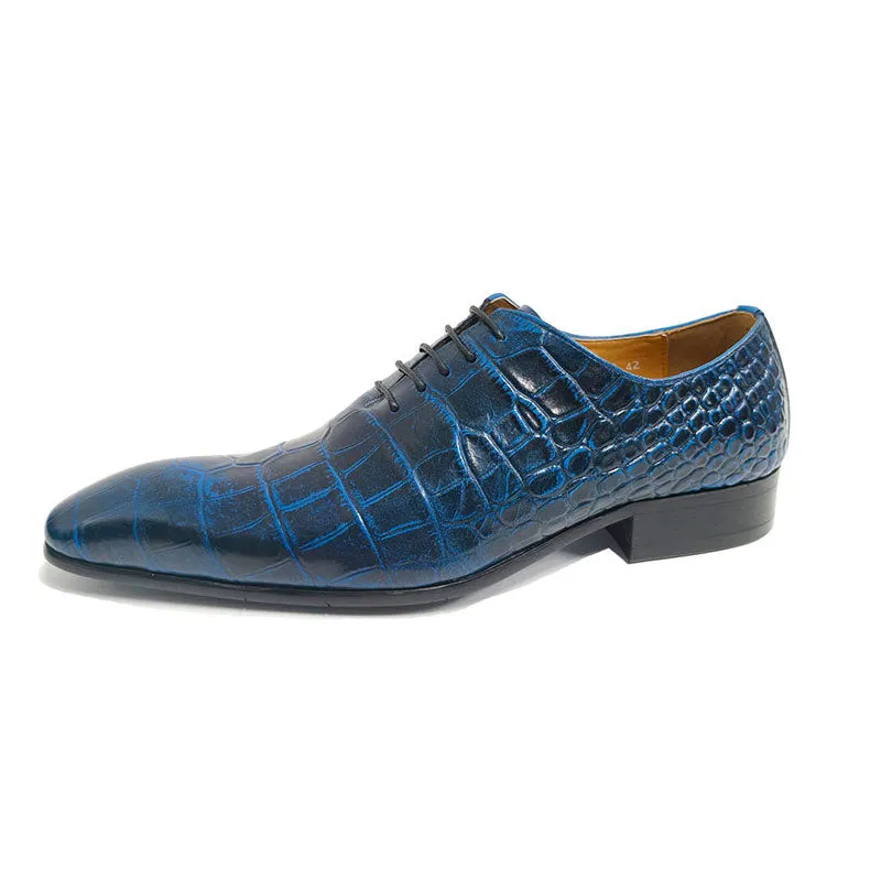 CrocLuxe Crocodile Pattern Pointed Toe Oxford