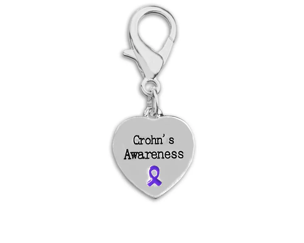 Crohn's Disease Awareness Heart Hanging Charms