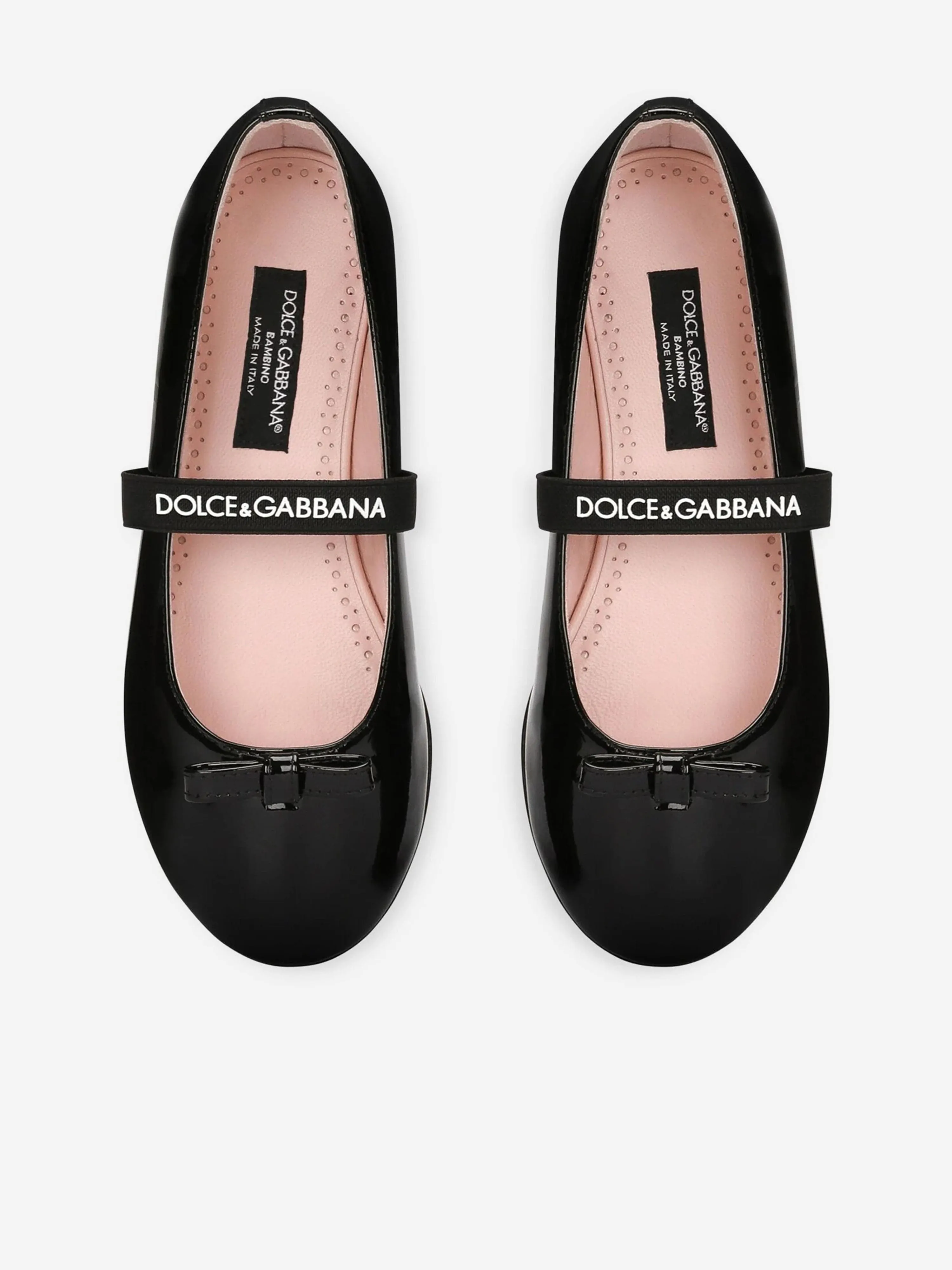 Dolce & Gabbana Girls Patent Leather Ballet Flats in Black