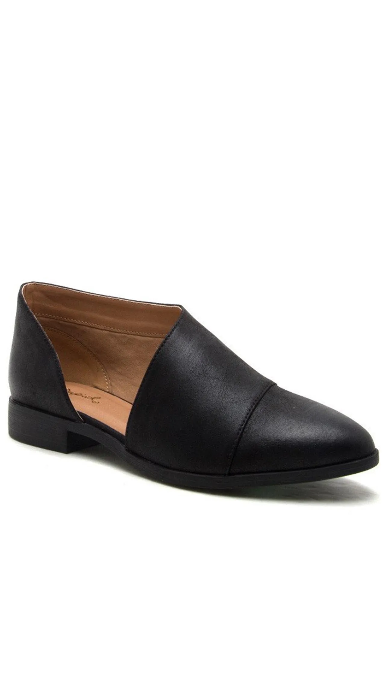 D'Orsay Pointed Toe Open Shank Oxford Flats Black