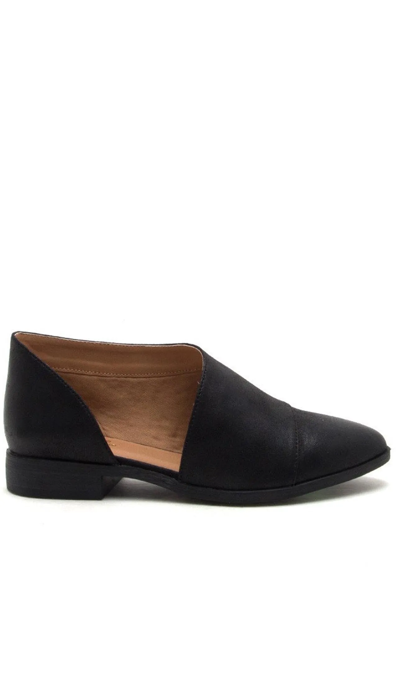 D'Orsay Pointed Toe Open Shank Oxford Flats Black