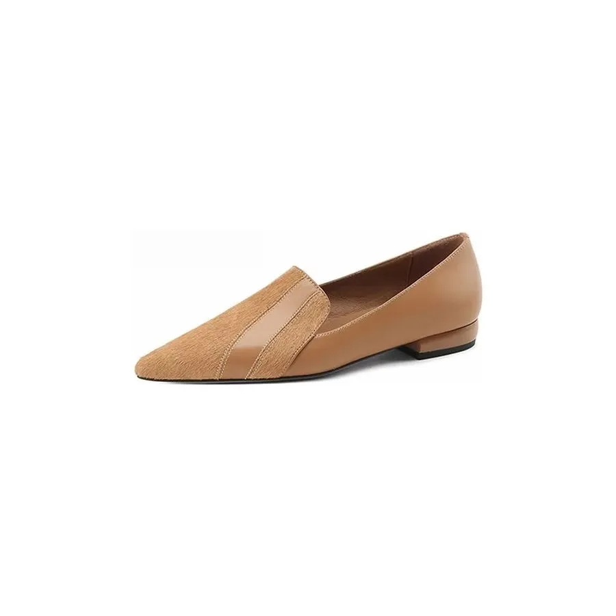 Elegant Cow Leather Pointed Toe Slip Ons