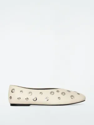 Eyelet leather ballet flats