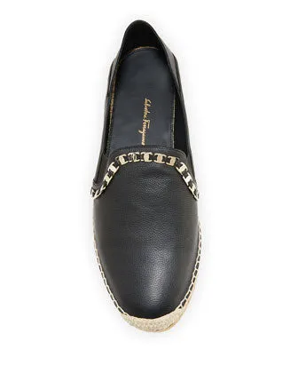 FERRAGAMO - TELENDOS CHAIN LEATHER FLATS **FREE SHIPPING**