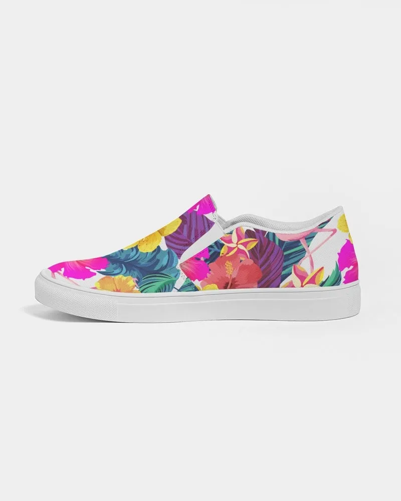 FLORAL FLAMINGOS CANVAS SHOES