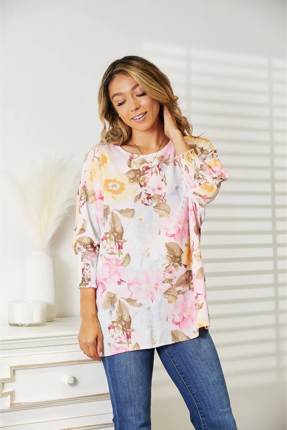 Floral Three-Quarter Sleeve Top