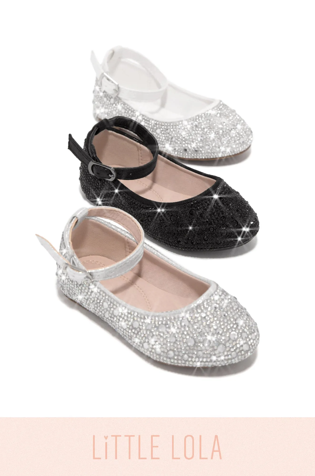 Flower Girl Kids Embellished Flats - Black