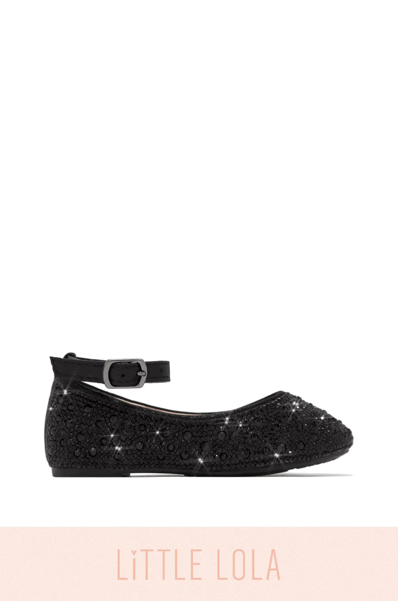 Flower Girl Kids Embellished Flats - Black