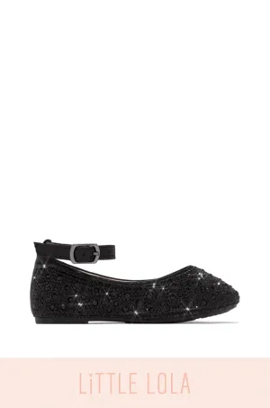 Flower Girl Kids Embellished Flats - Black