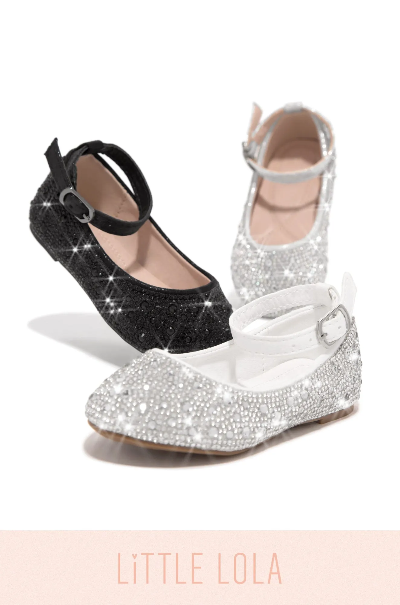 Flower Girl Kids Embellished Flats - Black