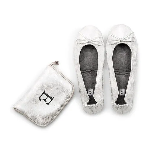 Foldable Flats Pocket Shoes - Silver Small