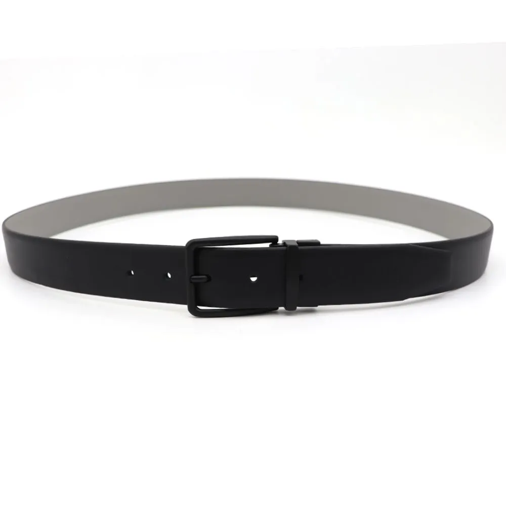 Gai Mattiolo Smooth Reversible Leather Belt, Pure Black Pin Buckle, Genuine Leather, Double Side