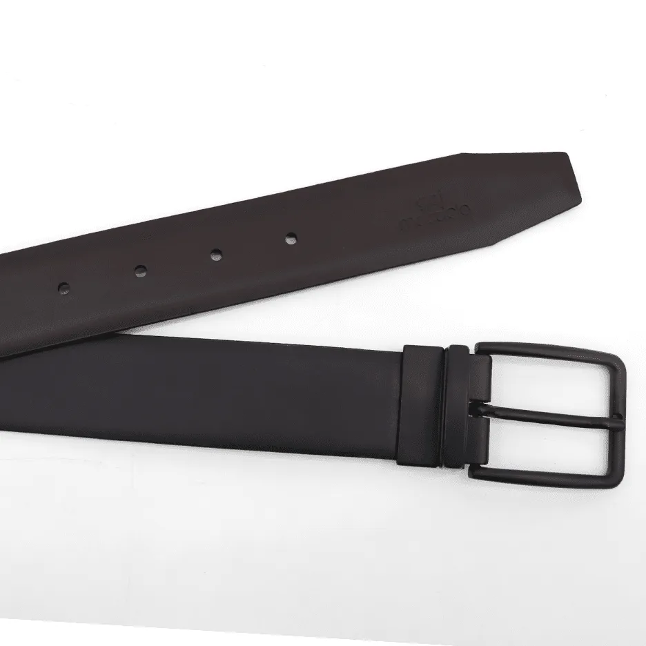 Gai Mattiolo Smooth Reversible Leather Belt, Pure Black Pin Buckle, Genuine Leather, Double Side