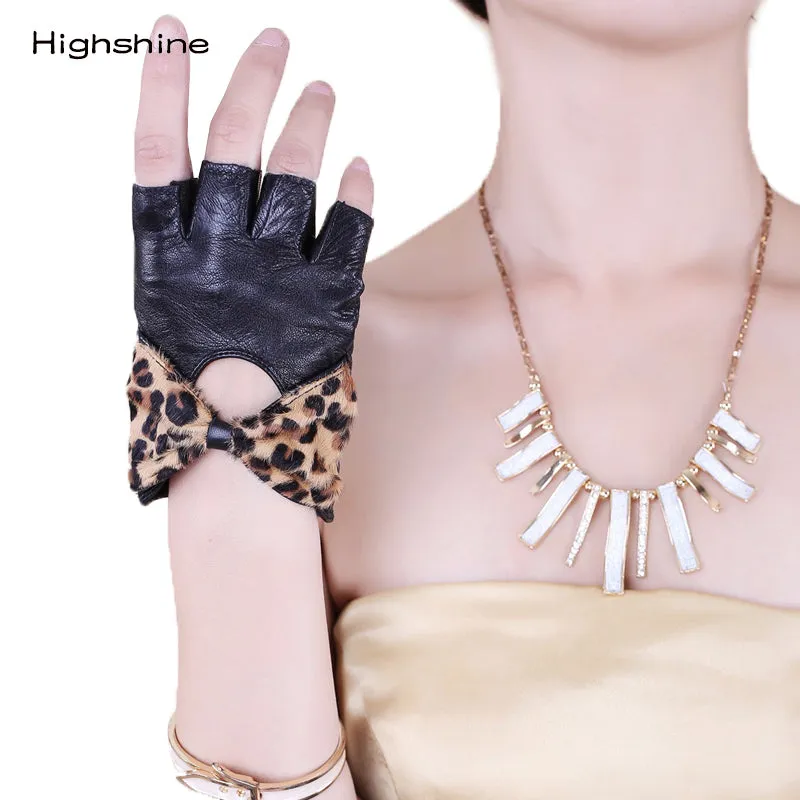 Genuine Leather Gloves Touchscreen Autumn Winter Driving Cycling Gloves with Butterfly Style