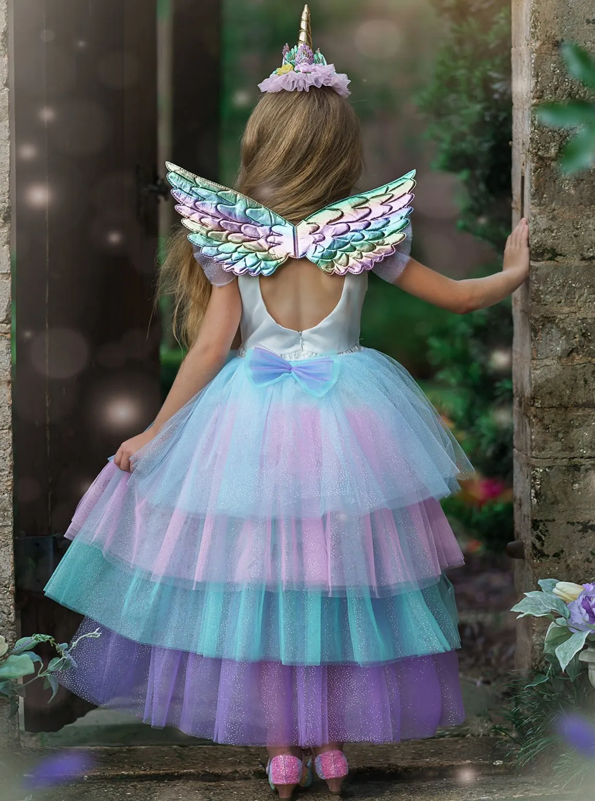 Girls Unicorn Princess Tulle Costume Dress